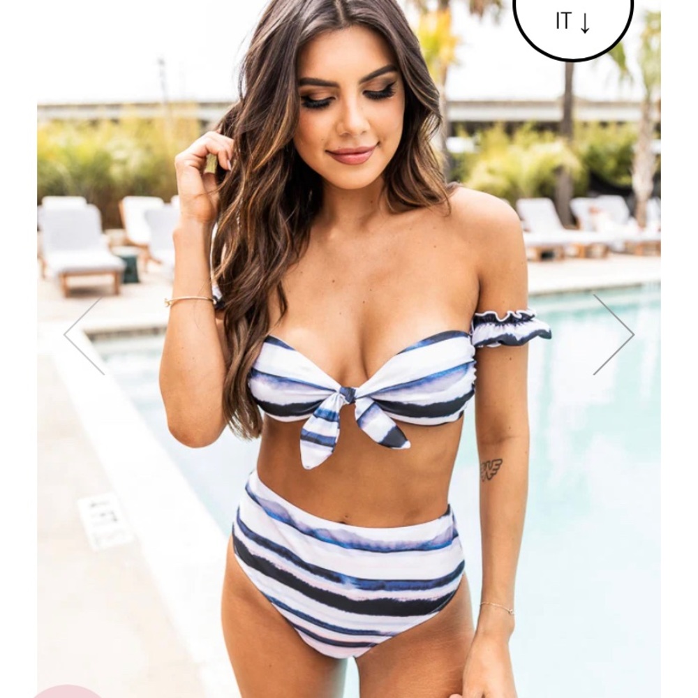 Pink Lily Navy Stripe Swimsuit
